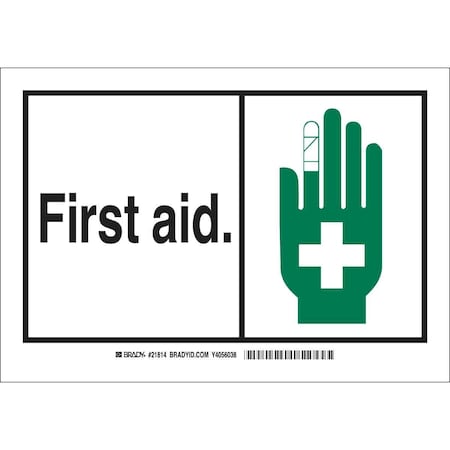 Brady First Aid, 10" W x 7" H, Rectangle, Plastic, 21814 21814